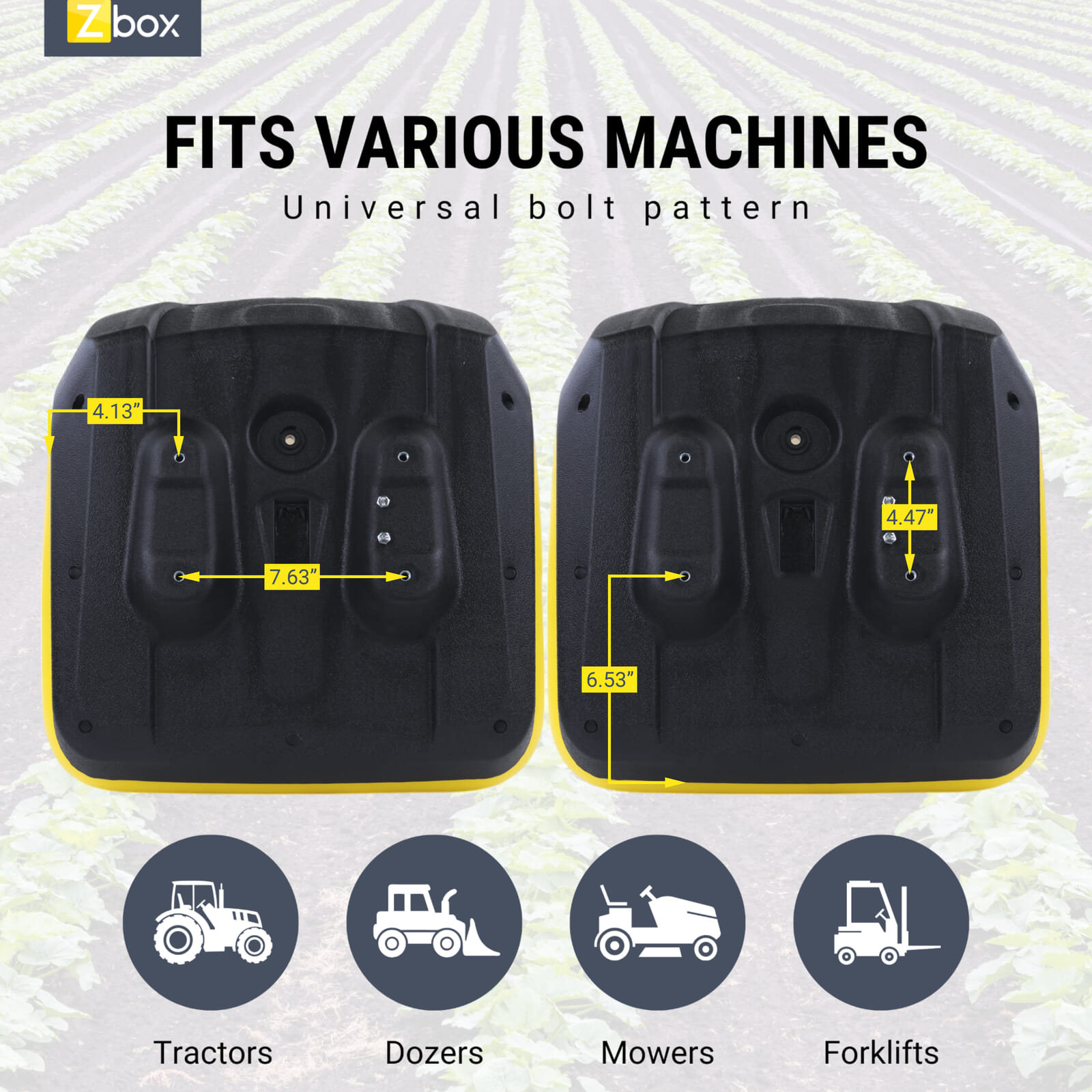 John Deere High Back Seat Replacement - Yellow, 15" Backrest For L100, L120, D100 Series & More