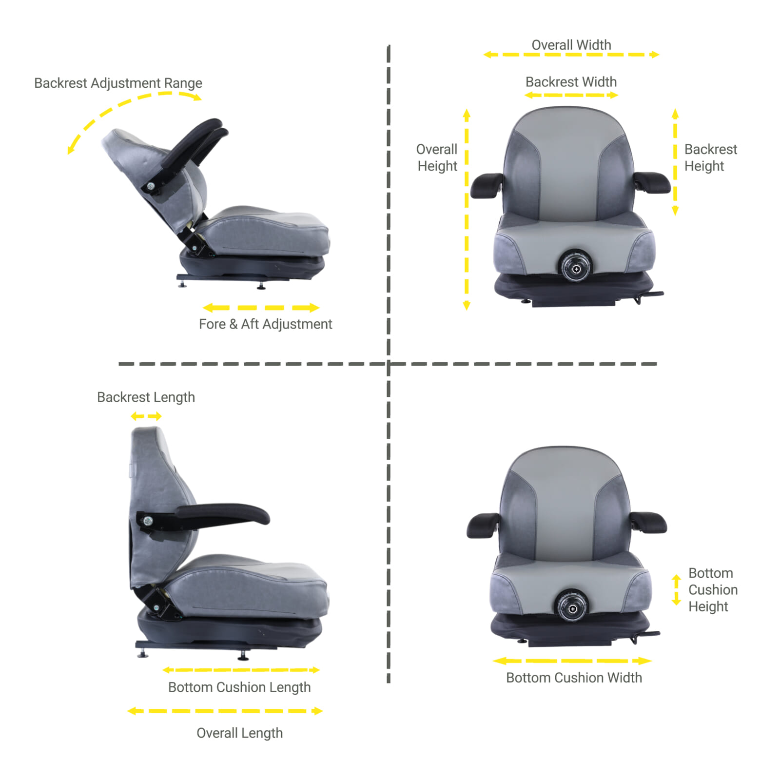 Zero Turn Lawn Mower Gray Suspension Seat fits Exmark Toro